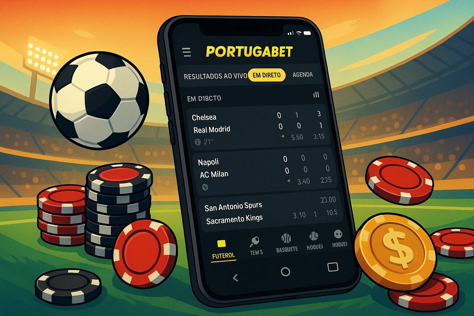 Apostas esportivas no cassino online PORTUGABET